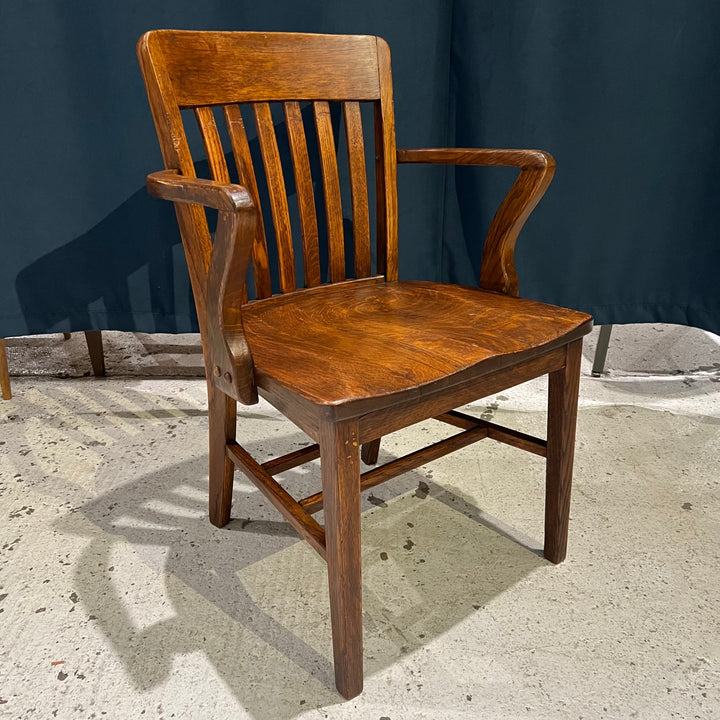 1920s Solid Oak Slat Back Armchair #2