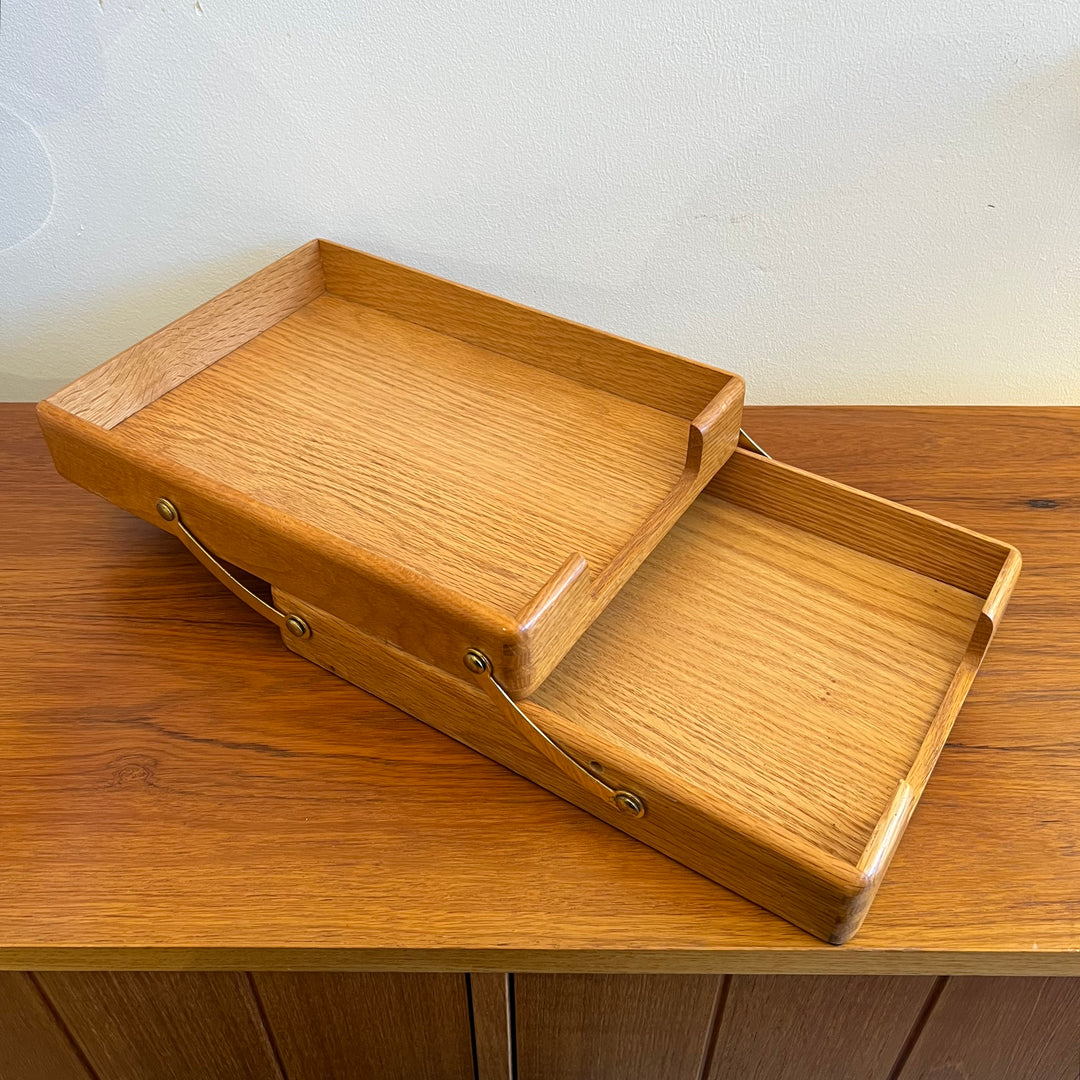 2-Tier Collapsible Oak Paper Tray