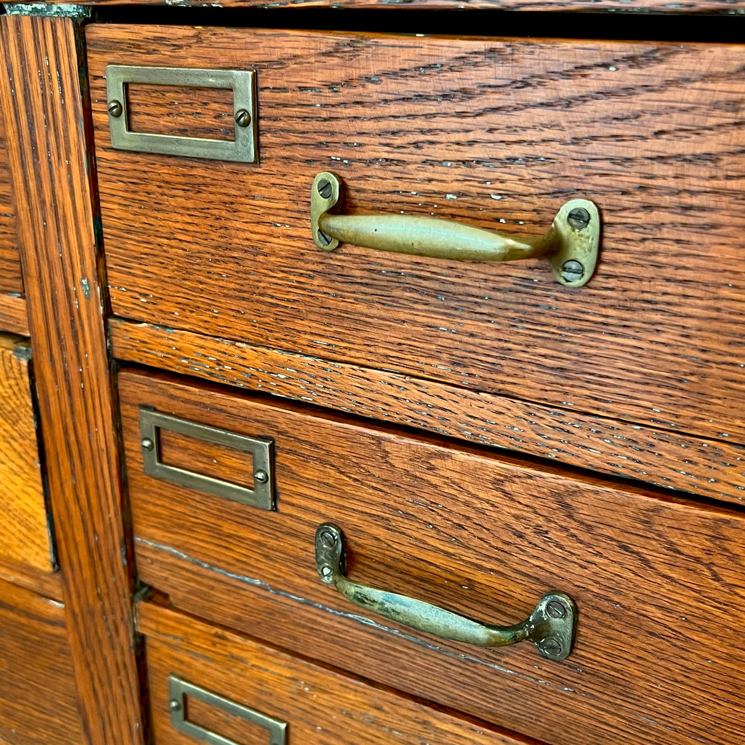 Antique 22-Drawer Oak Flat File on Casters
