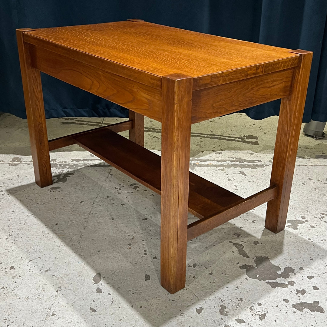 Antique Mission Writing Desk w/Tiger Oak Veneer Top