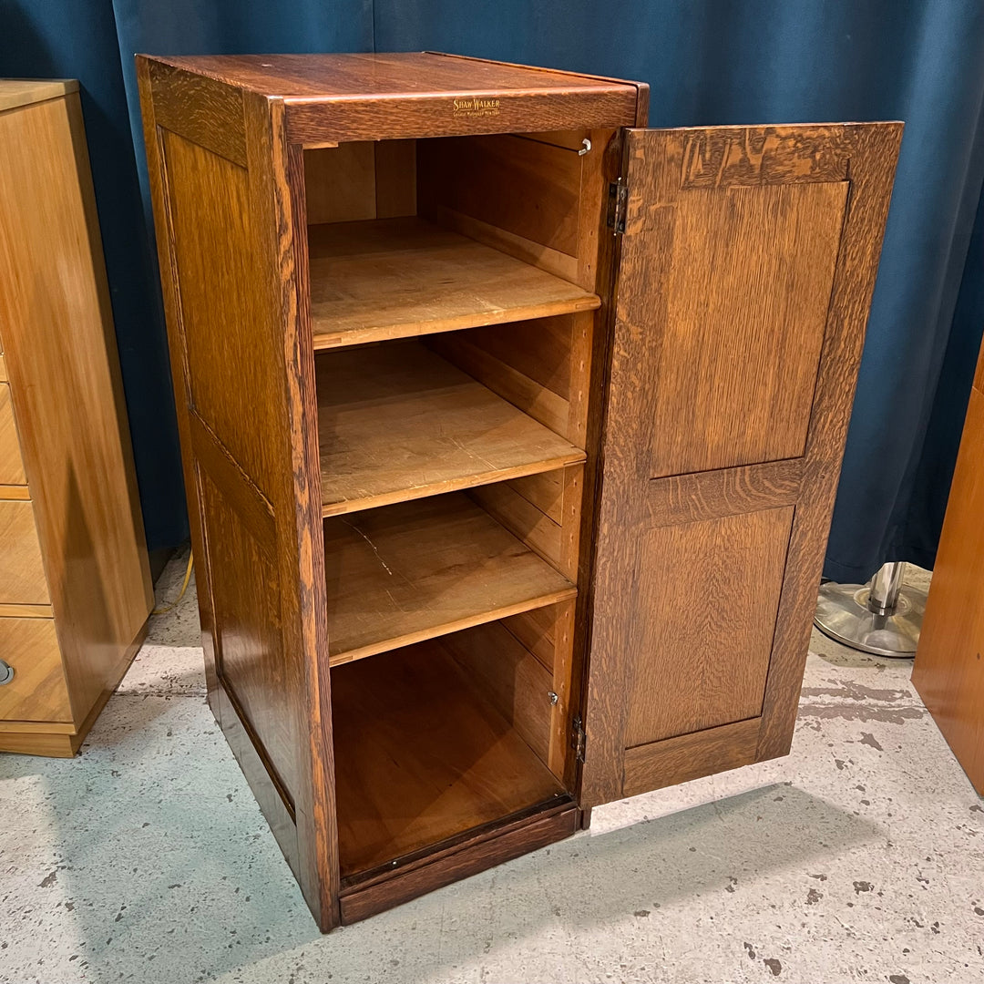 Antique Shaw Walker Solid Oak Storage Cabinet