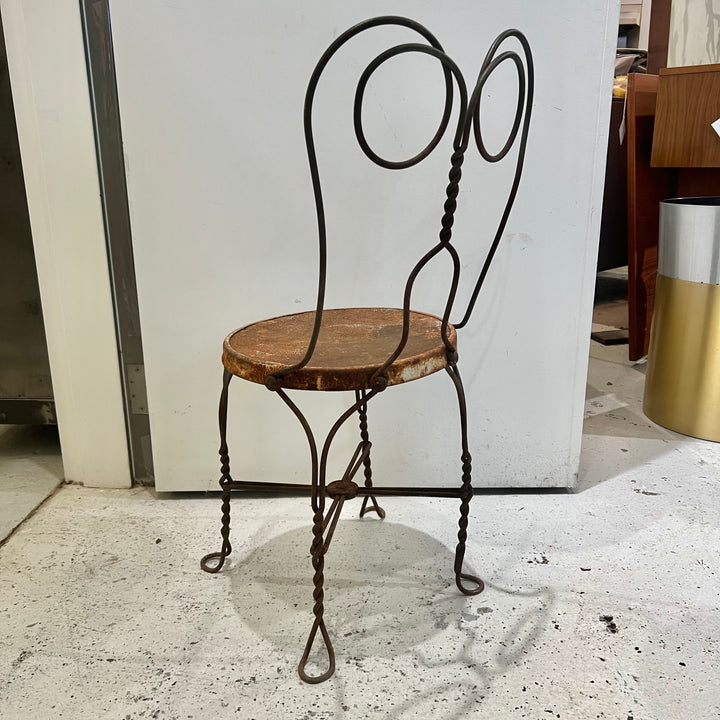 Antique Weathered Twisted Iron Bistro Chair #1