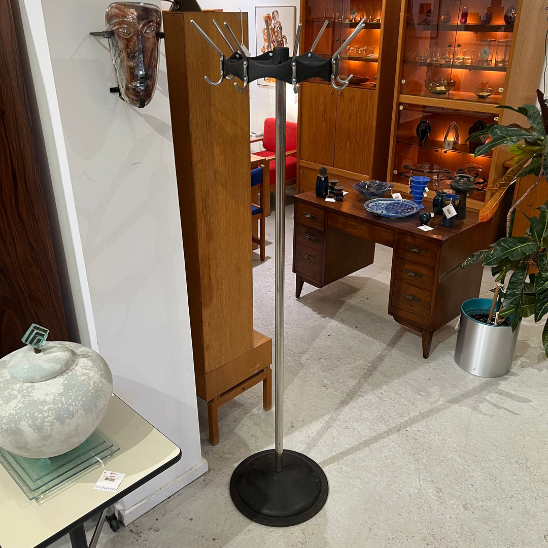 Chrome & Black Crinkle Industrial Metal Coat Tree