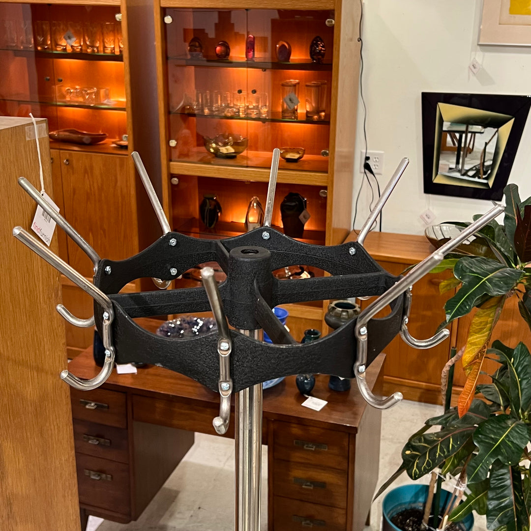 Chrome & Black Crinkle Industrial Metal Coat Tree