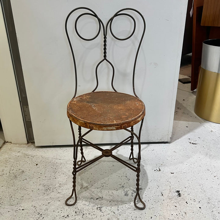 Antique Weathered Twisted Iron Bistro Chair #1