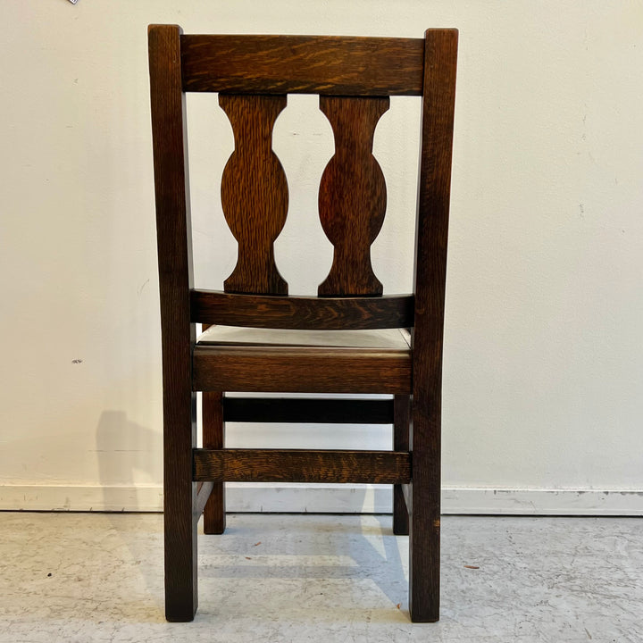 1920s Mission Dark Oak Side Chair w/Leather Seat