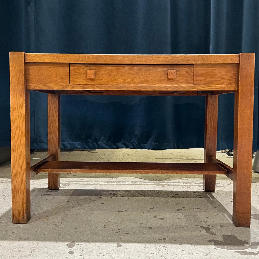 Antique Mission Writing Desk w/Tiger Oak Veneer Top