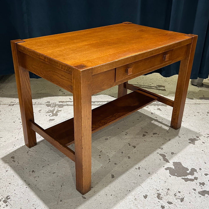 Antique Mission Writing Desk w/Tiger Oak Veneer Top
