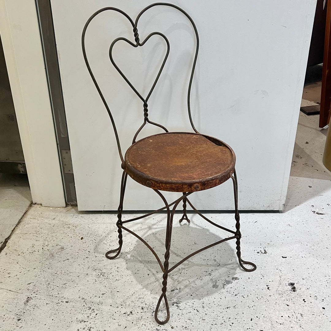 Antique Weathered Twisted Iron Bistro Chair #2