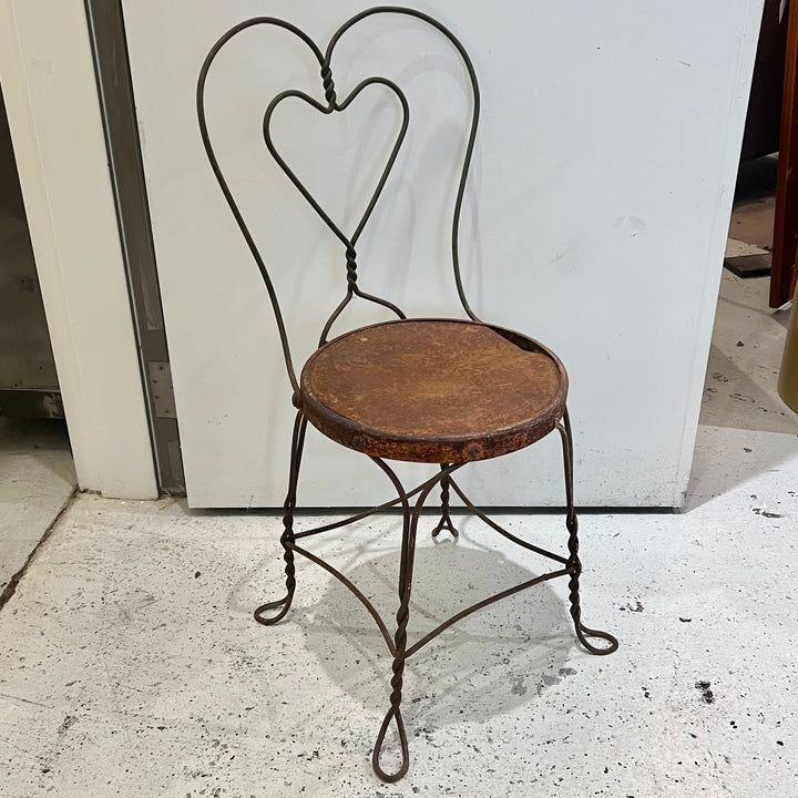 Antique Weathered Twisted Iron Bistro Chair #2