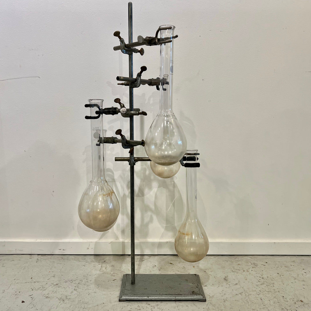 Large Vintage 5-Flask Ring Stand Vase