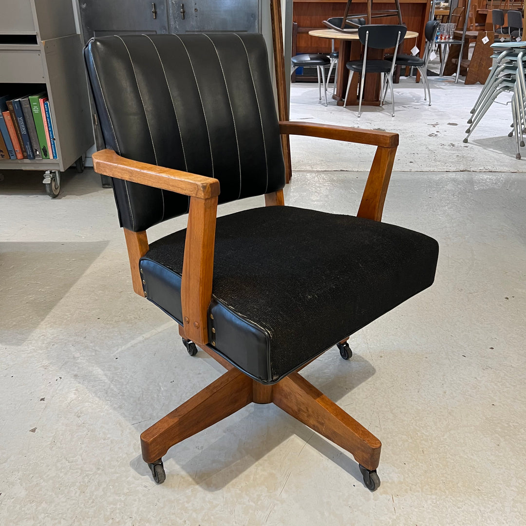 Jasper Seating Co. Walnut Desk Chair w/OG Black Upholstery