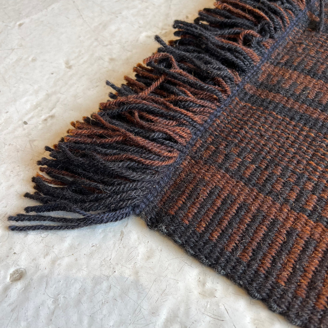 1970s Japanese Hand-woven Wool Textile Runner