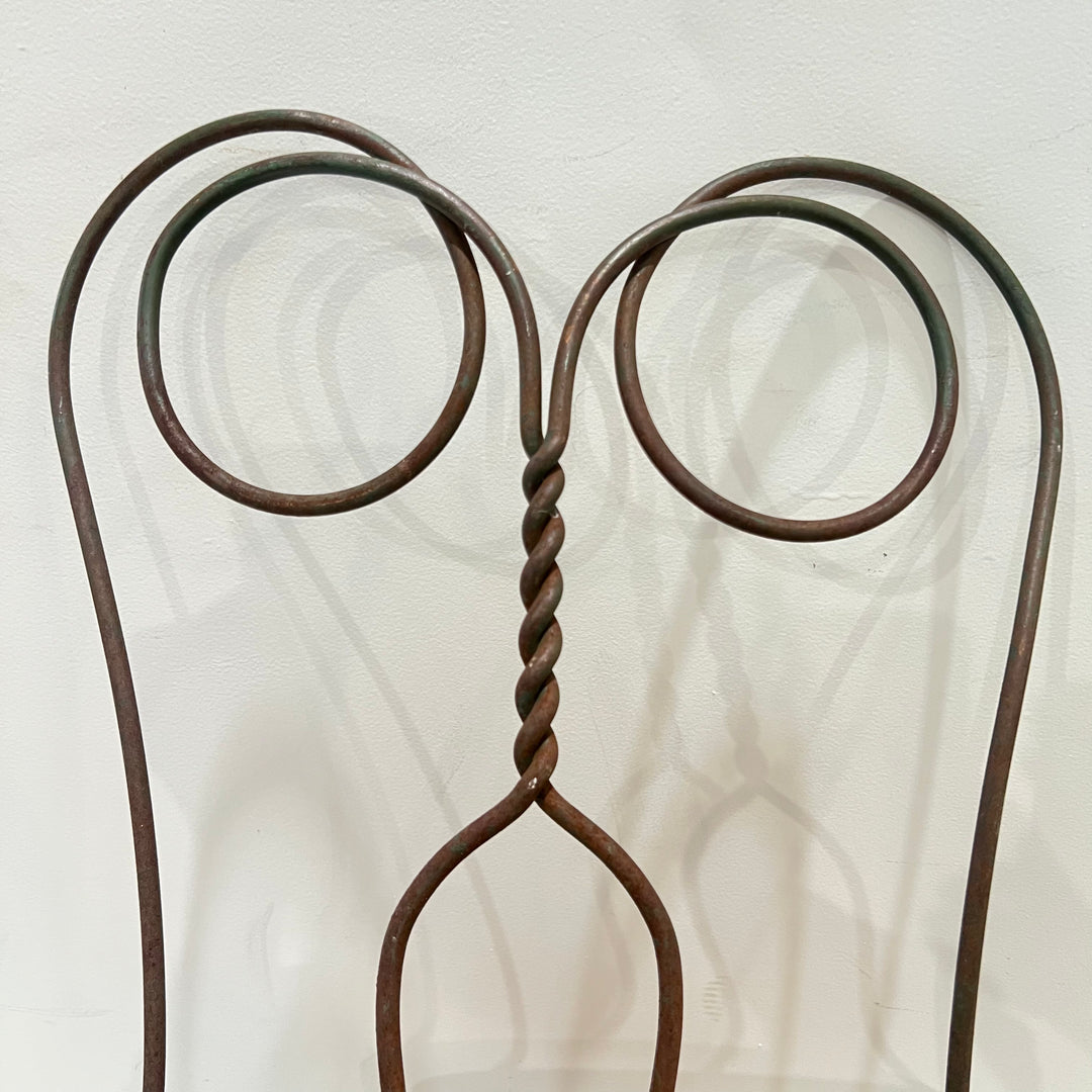 Antique Weathered Twisted Iron Bistro Chair #1