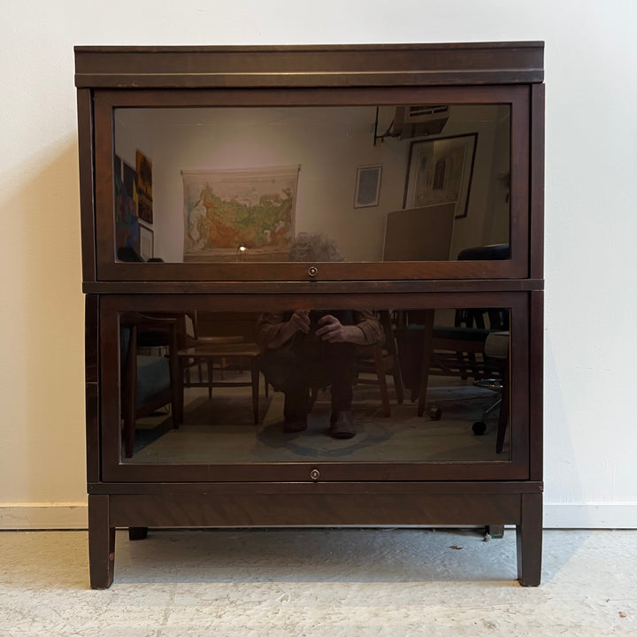 Wood 2-Tier Barrister Bookcase w/Dark Finish