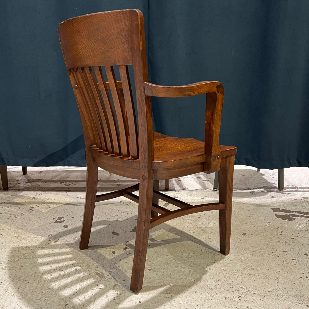 1920s Solid Oak Slat Back Armchair #1