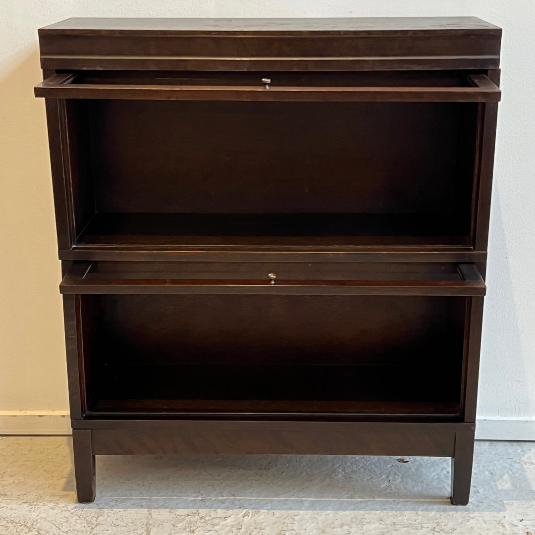 Wood 2-Tier Barrister Bookcase w/Dark Finish