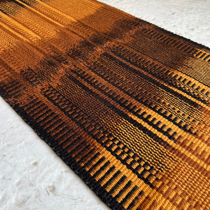 1970s Japanese Hand-woven Wool Textile Runner
