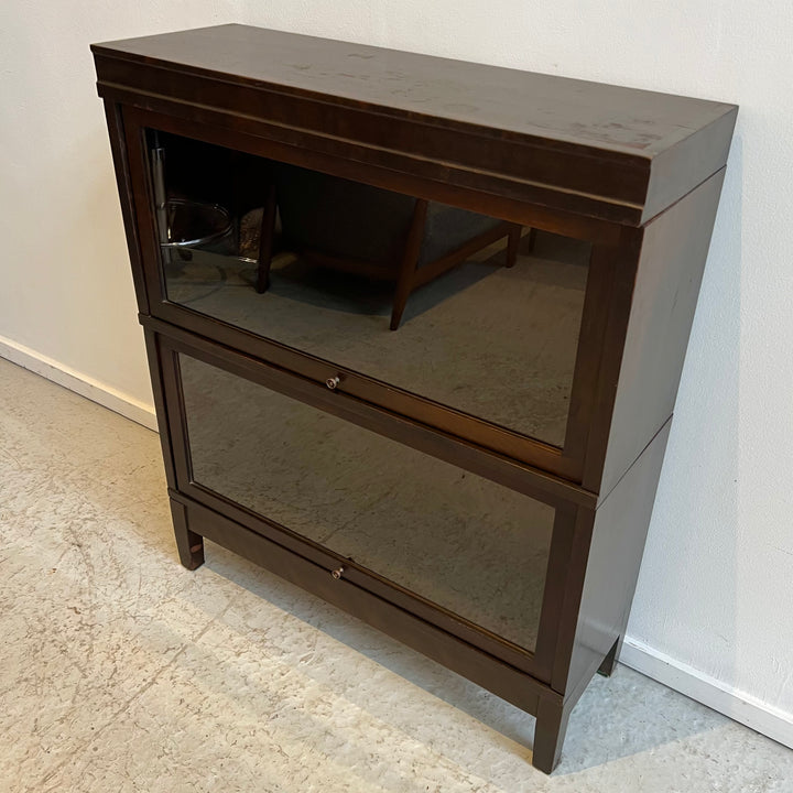 Wood 2-Tier Barrister Bookcase w/Dark Finish