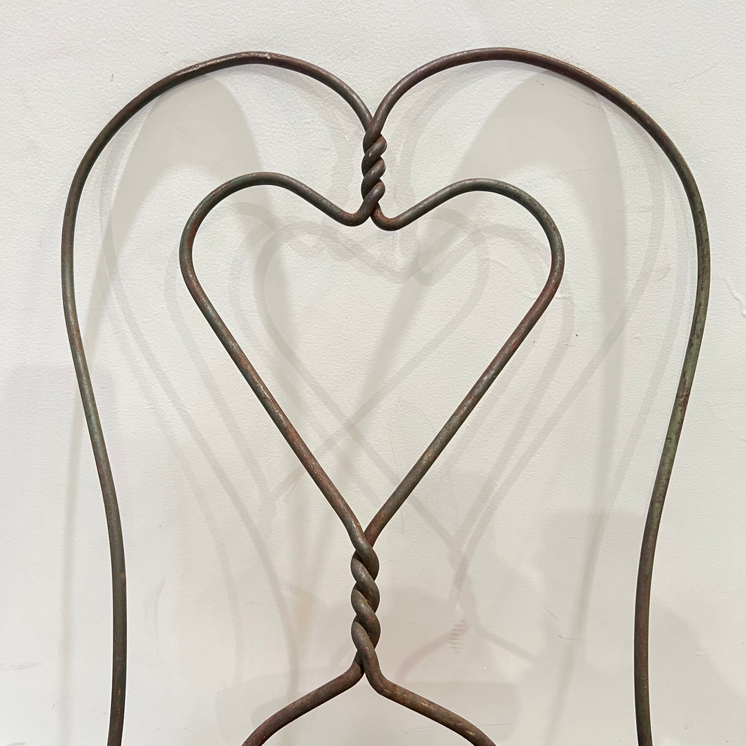 Antique Weathered Twisted Iron Bistro Chair #2