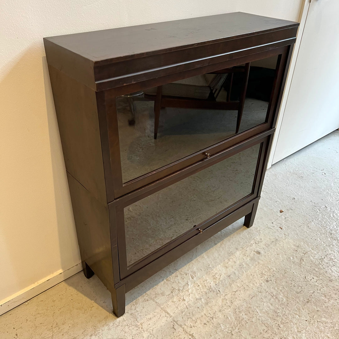 Wood 2-Tier Barrister Bookcase w/Dark Finish