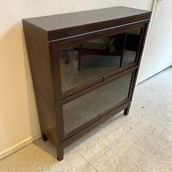 Wood 2-Tier Barrister Bookcase w/Dark Finish