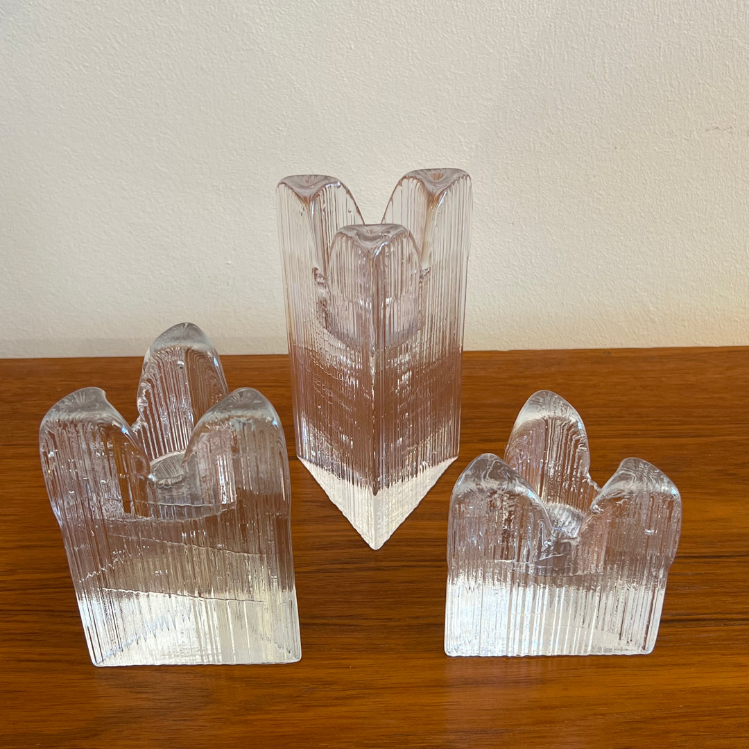 Kosta Boda “Skyline” Candle Holders, Set of 3