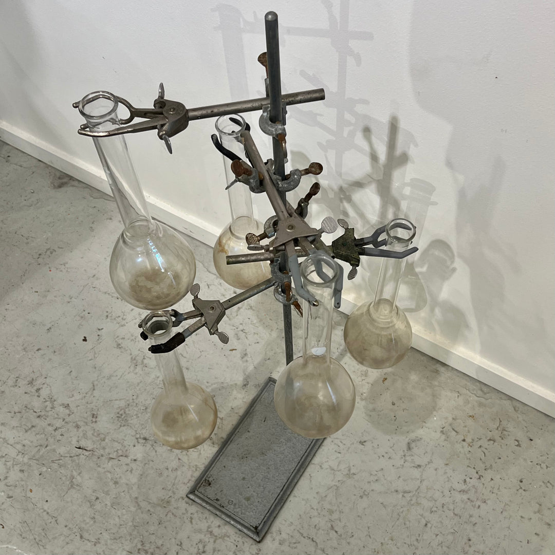 Large Vintage 5-Flask Ring Stand Vase