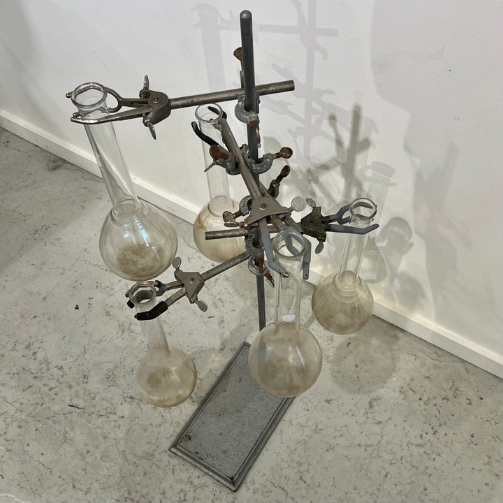 Large Vintage 5-Flask Ring Stand Vase