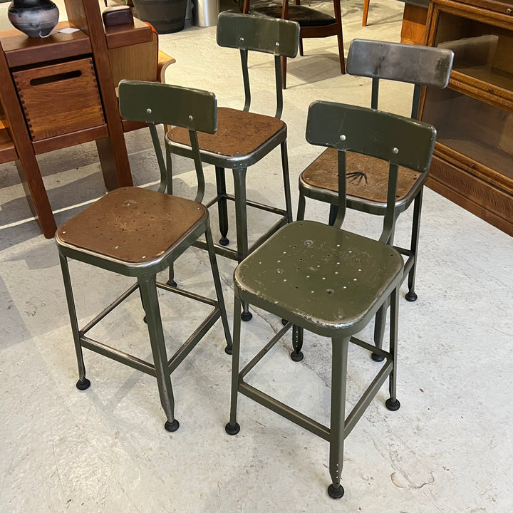 Lyon Industrial Metal Stool w/Backrest (Dark Green)