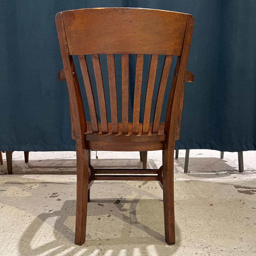 1920s Solid Oak Slat Back Armchair #1