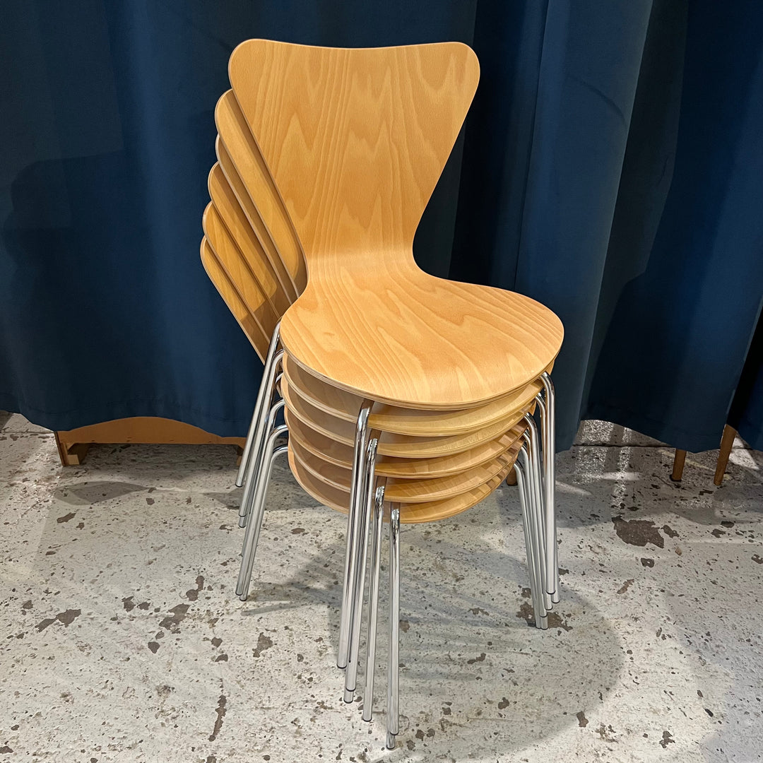 Arne Jacobsen-style Birch Ply Side Chairs (Natural Matte Finish)
