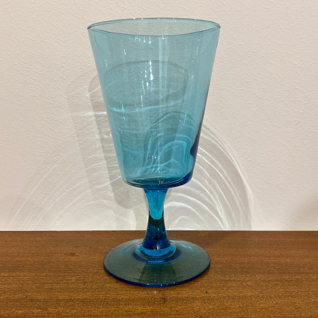 11” Blue Glass Stemmed Vase