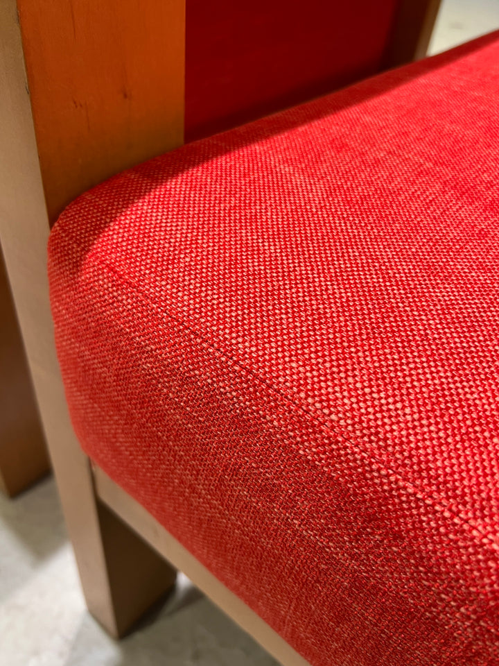 Eaton Contemporary Maple Lounge Chair w/Red Upholstery