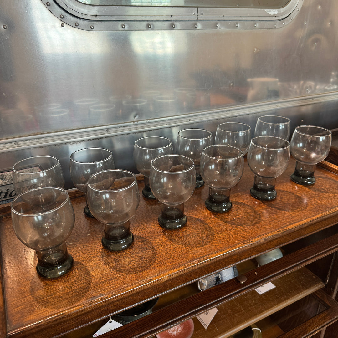 (12) Smoke Glass Libbey Tumblers
