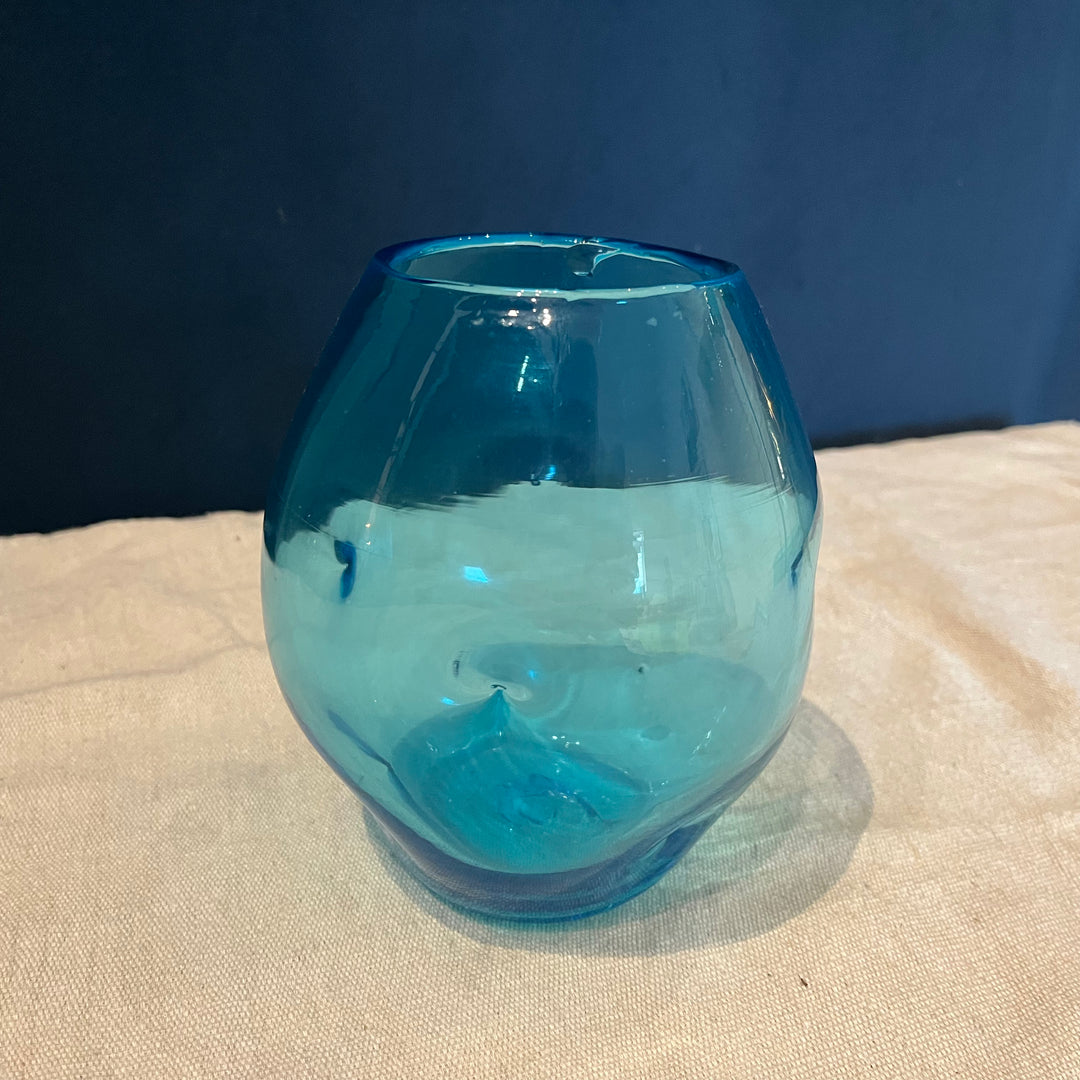 Blenko Dimple Vase Turquoise Blue