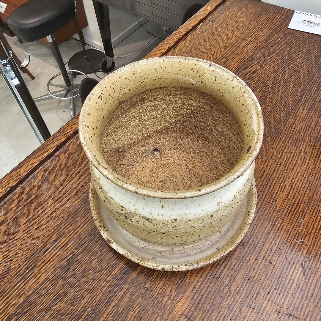 Studio Pottery Planter w/ Drip Tray