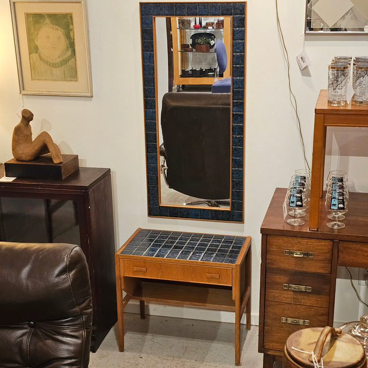 Scandinavian Oak and Tile Bench w/ Matching Mirror