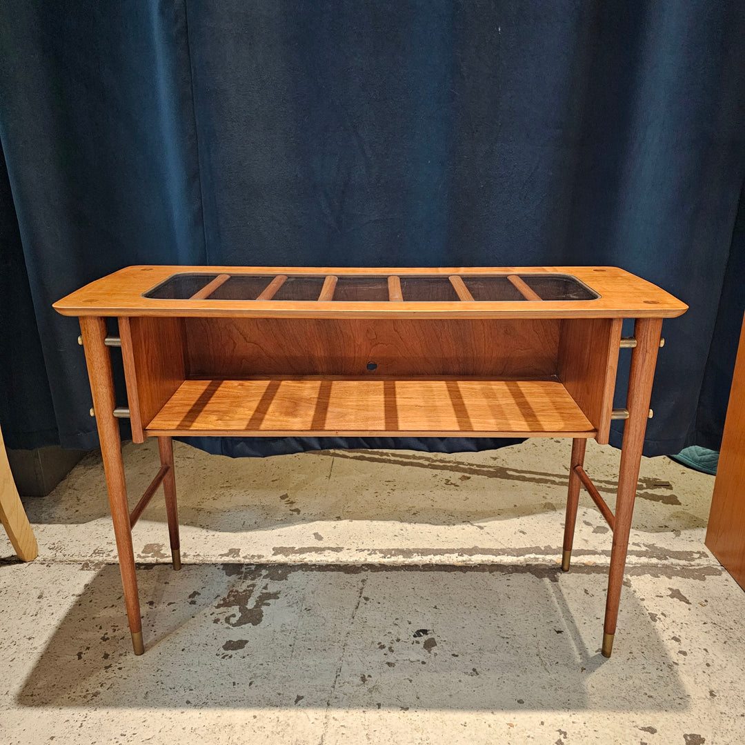 MCM Glass Top Display Console Table