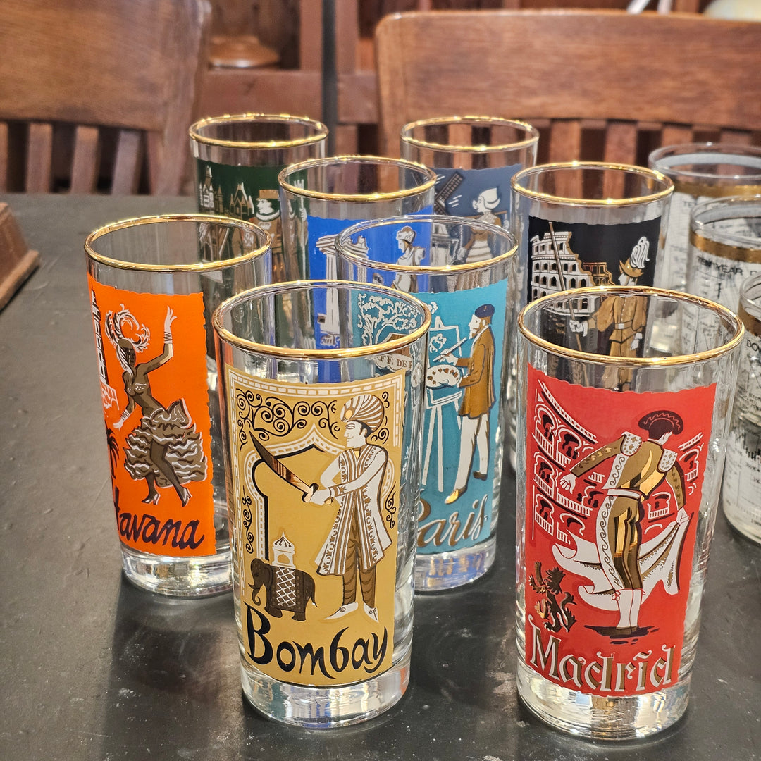 Set of 8 Libbey International Hiballs w/Holder