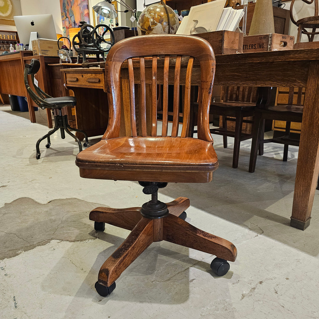 Adjustable Sikes Swivel Oak Desk Chair