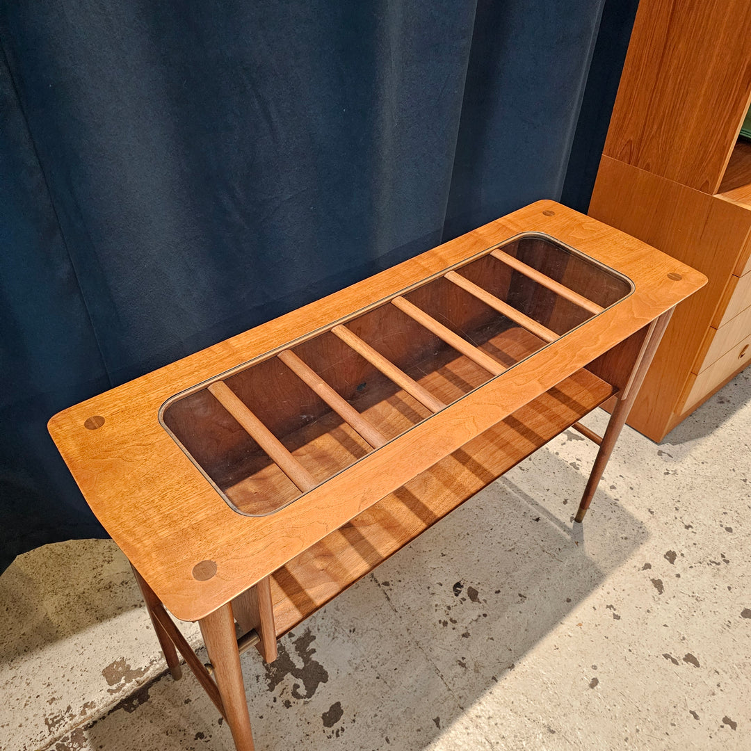 MCM Glass Top Display Console Table