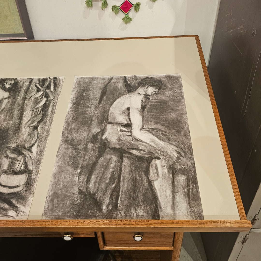 Unframed Charcoal Nude Drawing